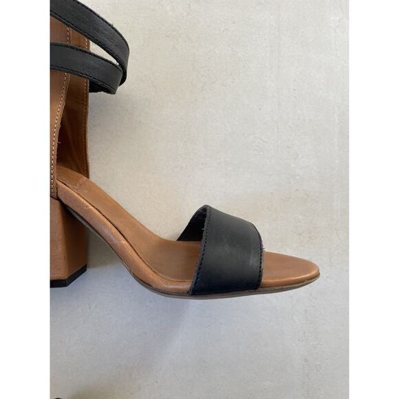 Fabianelli Sandals Heels Open Toe Strappy Leather Brown Black FLAW - Picture 7 of 15